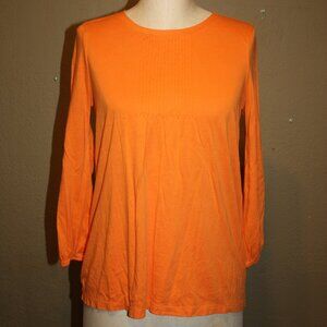 J.CREW ORANGE COTTON LONG SLEEVE PINTUCK TUNIC SHIRT TOP - SMALL 2 4